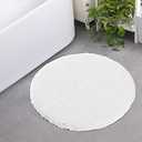 Seavish Luxury White Bath Rug, 2ft Shaggy Round Bathroom Rug,Non Slip Efficient Water Absorbent Machine Washable Tufted Circle Bath Mat Microfiber Soft Thick Plush Circular Rug Floor Carpet