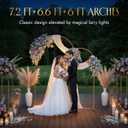 Gold Metal Arch Backdrop Stand for Wedding & Birthday Party Decorations, Foldable Balloon Arch Frame with Easy Assembly, Photo Booth Backdrop Dcor with Fairy Lights Options