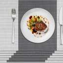 18 x 12 inch, Set of 4 Washable PVC Dining Placemat, Heat and Stain Resistant Non Slip Easy to Clean Table Mats for Kitchen Table Home and Dinner Gatherings, Grey White