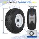 GICOOL 16x6.50-8 Tubeless Tire and Wheel, 1" Bearing, 4" Centered Hub,16x6.5-8" Lawn Mower Tires, Universal Fit Riding Mower and Garden Tractor Front Wheels, 4 Ply, V-Turf Pattern, 2 Pack
