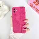NITITOP Compatible with iPhone 12 Case Cute Rose Floral Flower for Women Girls with Wrist Adjustable Hand Strap Kickstand Grip Holder Soft TPU Slim Protection Phone Cover - Rose Red