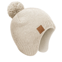 Baby Beanie Winter Hat 636 Months  Cute Pom Winter Baby Hats with Earflaps, Soft & Stretchy Knit Toddler Beanies for Infant, Newborn 636 Months Boys, Girls, Cozy, Warm Fall Essentials (Cream, M)