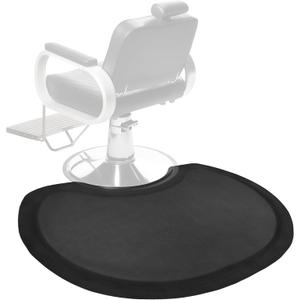 Anti Fatigue Semi Circle Salon Mat for Hair Stylist Anti-Slip Antique Series Salon & Barber Shop Chair Floor Mat (2.5' x 3.5' x 1/2'', Black), 42 x 30 inches