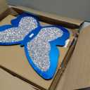 Vesici 2 Pieces Butterfly Shaped Mirror Crystal Crushed Diamond Silver Mirror Silver Wall Decor for Living Room Modern Decorative Artwork for Nursery Wedding Decor(19.69 x 14.57 Inch)
