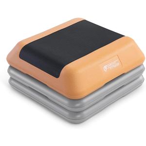 Circuit Fitness Non-Slip Step solution 16"x16", 2 Risers, Peach Fuzz 