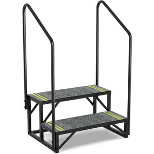 RV Steps with Handrail, 2 Step Hot Tub Steps with Non-Slip Mats