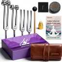 Tuning Forks for Healing Set, Includes 128Hz, 136Hz, 256Hz, 384Hz & Activator, Gem feet, Yoga and Meditation Medical Grade Accessories, Sound Therapy Music Tuning Instruments with Gift Box