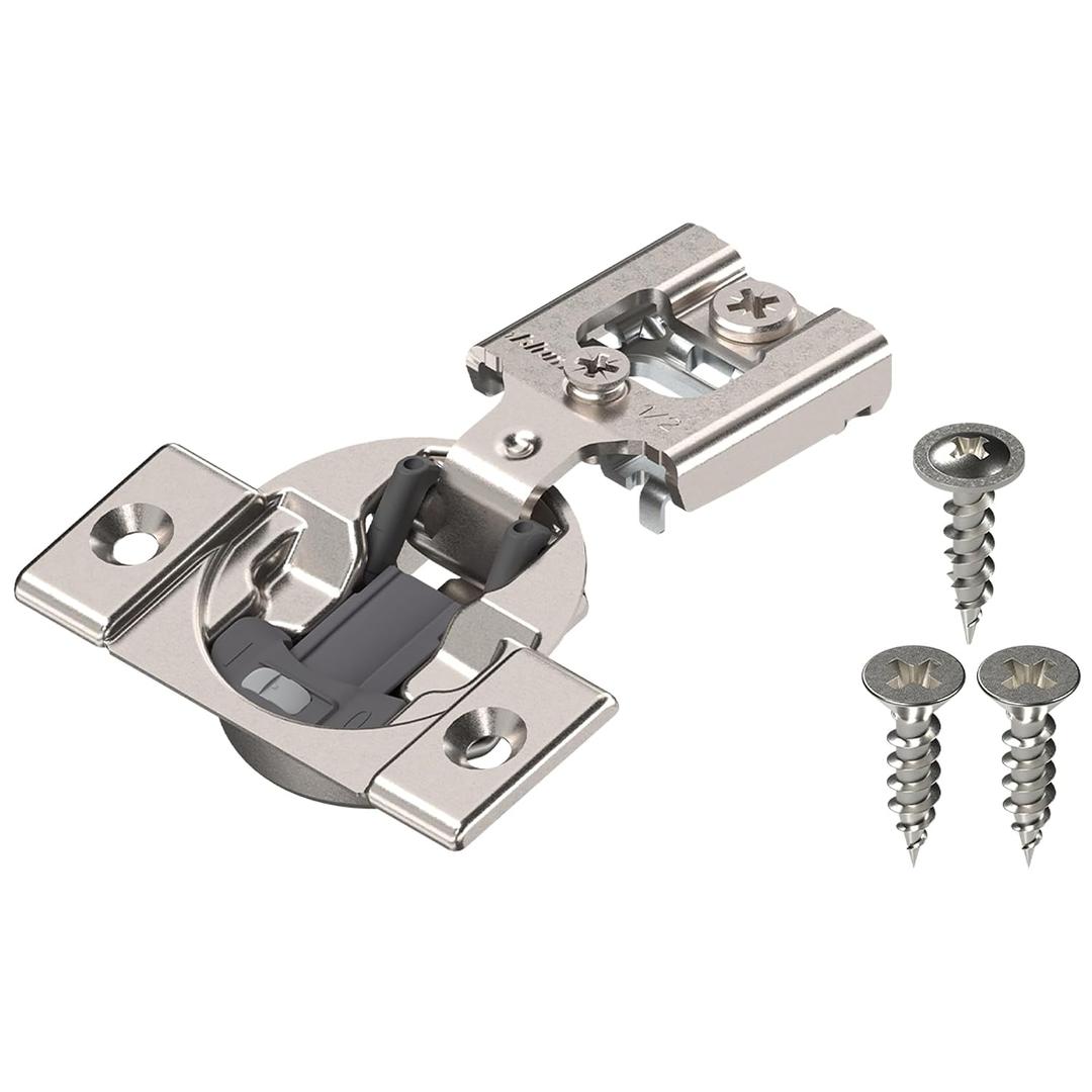 Blum Compact BLUMOTION Hinge (25 Kits), 1/2" Overlay, 105 Opening Angle, Steel, Integrated Soft-Close Hinges for Face Frame Cabinets
