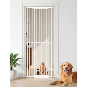 Extra Tall Cat Gate 47.2"-86.6", Pressure Mounted Pet Gate for Doorways, Walk Through with Door, Narrow Bar Spacing 1.38", No Drill Indoor Safety Gate for Cats & Dogs