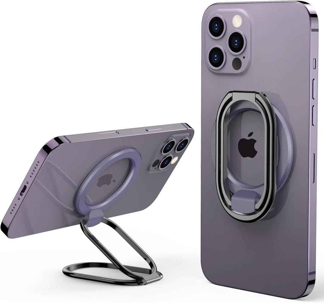 2025 Upgraded Mag Safe Phone Ring Holder, SUPERONE Adjustable Magnetic Kickstand & Removable Phone Grip Compatible with Wireless Charging Only for iPhone 17 & 16 & 15 & 14 & 13 & 12 Series - Purple