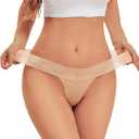 Sunm Boutique Lace Thongs for Women, Cotton Womens Underwear Pack, Sexy Low Rise T Back Cheeky Panties (M)