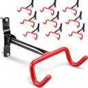 Gisafai 10 Pack Bike Wall Mount Hangers, Foldable Horizontal Wall Bike Rack Hooks with Screws, Rubber Coated Anti Scratch Bicycle Storage Holder for Garage Apartment Indoor Shed, Road Mountain Hybrid