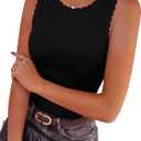 Sampeel Womens Tank Tops Fitted Sleeveless Ruffle Crew Neck Ribbed Knit Shirts 2026 Cute Summer Fashion Clothing (XL)