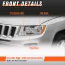 AXLAHA for 2011-2013 Jeep Grand Cherokee Headlight Assembly Compatible with 2011-2017 Jeep Compass Headlamp Clear Lens Chrome Housing Amber Reflector Left & Right PairBulbs Not Included
