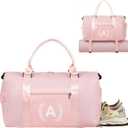 Gym Bag for Women & Men, Fitness Workout Sports Travel Duffle Bag with Wet Pocket & Shoes Compartment, Great Present for Gym Lovers (Pink)