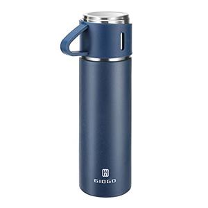 Stainless Steel Thermo 500ml/16.9oz Vacuum Insulated Bottle with Cup for Coffee Hot Drink And Cold Drink Water Flask.(Blue,Single)