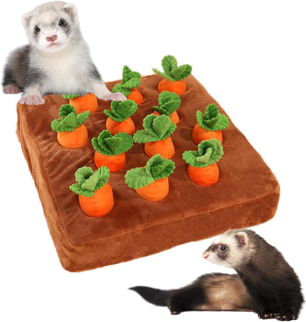 Ferret Foraging Toys Novelty Carrot Snuffle Mat Interactive Pet Treat Enrichment Toys for Small Animals Bunny Rabbit Chinchilla Guinea Pig Hamster (12 Carrot)