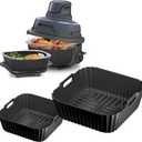 2Pcs for Ninja Crispi FN101GY Air Fryer Silicone Liners,Non-Stick Ninja Glass Air Fryer Accessories,4 QT Container & 6 Cups Container for FN101ST, FN101SG, FN101CGY Reusable Replacement Insert