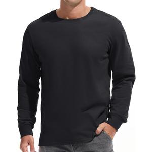 VEIISAR Men's Heavy Weight Crew Neck Long Sleeve T Shirt - Mens 100 Cotton Thick Pre Shrunk Shirts (XX-Large)