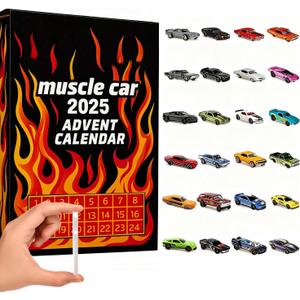 2025 Advent Calendar 24 Days Christmas Countdown Calendar with 24 Types of Cars Muscle Car Vehicle Surprise Box(1PCS)(Acrylic material)