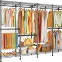 ULIFHOME H41 Garment Rack Heavy Duty Clothes Rack, Clothing Racks for Hanging Clothes, Extra Large Freestanding Portable Closet Wardrobe Rack 78.5'' W 15.8'' D 76.4'' H, Max Load 1150 Lbs, Black