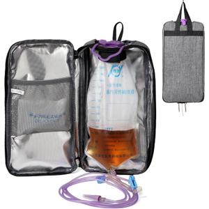 Insulated Cover for Enteral Gravity Feeding Bag for G J GJ Tube G-tube Gtube Accessories Supplies Nutrition Liquid Insulation Cooler Fits 500ml to 1200ml Feeding Pump Bag