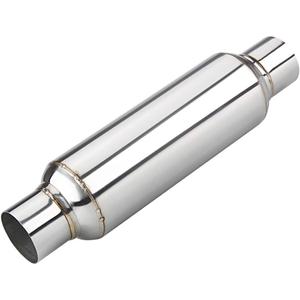 LCGP 2.5" inlet & outlet Universal Resonator, 16" Long Performance Muffler, Weld- On, Straight Through Design, Deep Tone (2.5" Inlet 16" Overall Length, silver)