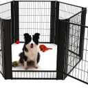 Heavy Duty Dog Playpen 32 Inch Height - Indoor Outdoor Pet Fence Enclosure for Medium and Small Dogs - Foldable Puppy Exercise Pen for Indoor and RV Camping or Yard (6 Panels, 32" H (Black))