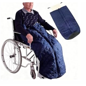 Sqodok Wheelchair Warm Blanket, Lightweight Cozy Lap Blanket with Zipper, Outdoor Windproof Fleece Lined Warm Cover for Adults Elderly Leg and Lower Body, Universal Fit Manual Powered Wheelchair, Blue 