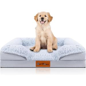 Orthopedic Dog Bed with Memory Foam - Luxurious Plush Surface, Removable & Washable Cover, Non-Slip Bottom, Dog Sizes (Small)