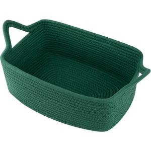 OIAHOMY Woven Basket, Gift Basket Empty with Gift Bags and Ribbons, Rope Baskets for Baby Showers, Storage Baskets with Handles for Nursery, Pet Toy Organizer - Green