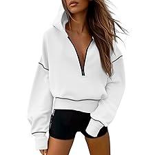 PRETTYGARDEN Women's 2025 Fall Hooded Sweatshirts Long Sleeve Half Zip Cropped Hoodies Pullover Winter Fashion Clothes, XL