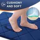 OLANLY Memory Foam Bath Mat 24x16, Ultra Soft and Absorbent Bathroom Rugs, Machine Washable, Comfortable Bath Carpet for Bathroom Floor, Tub and Shower, Navy