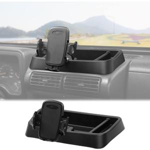Hoolcar Phone Holder Radio Holder Multi-Functional Walkie Talkie Cell Phone Mount Bracket for 1997-2006 Jeep Wrangler TJ Accessories, Black