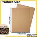 15 Pack 24" x 36" Corrugated Cardboard Sheets, Double Wall 3/16" Thick Brown Poster Board, Large Flat Cardboard Sheet for Packing, Mailing, Moving, Shipping, Crafts