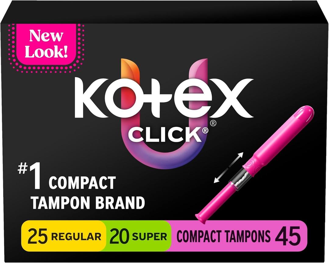 U by Kotex Tampons, Click Compact Multipack, Regular/Super Absorbency, Unscented, 45 Count