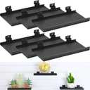 6 Pcs Slatwall Shelves, 10x4.3 Inch Metal Slat Wall Shelf Accessories, Heavy Duty Retail Display Panel for Home Shoe Stores Boutiques Storage and Organization (Black)