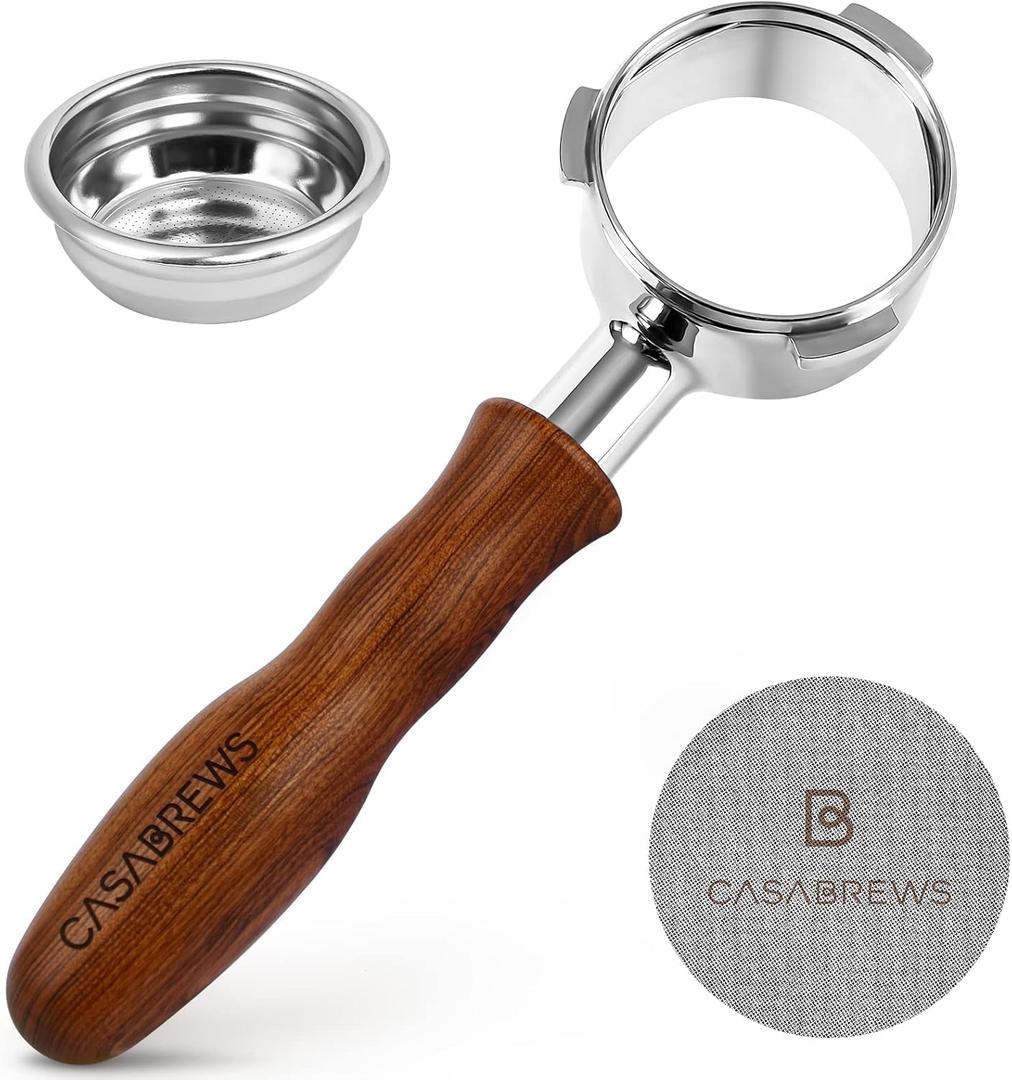 Casabrews 58mm Bottomless Portafilter, 3 Ears Professional Espresso Portafilter with Filter Basket and Puck Screen, Compatible with CASABREWS 5700 Series, Neutron Pro, Ultra and 4700Gense