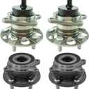 TRQ 2 Piece Wheel Bearing & Hub Assembly Set Compatible with 2010-2015 Toyota Prius 2012-2015 Prius Plug-In