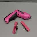 Pink Cordless Electric Screwdriver Set, 3.7V Rechargeable Small Electric Drill with 25pcs Driver Bit Set, Power 3Nm Screw Gun with 2 Position Handle, Flexible Shaft LED Light for Women