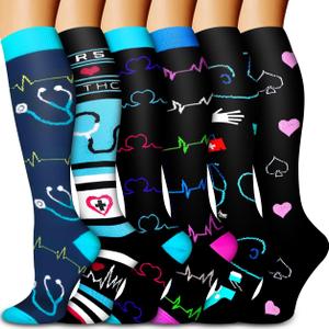Compression Socks for Women & Men Circulation (6 Pairs) 15-20 mmHg is Best Support for Athletic Running,Nurse (Small-Medium)
