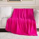 Juicy Couture Hot Pink Solid Rabbit Mink Faux Fur Throw Blanket - 50"X70" - Plush Faux Fur Blanket for Sofa or Bed