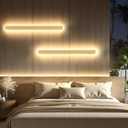 1 Pack Modern Plug in Long Wall Sconce 23.6 LED Bamboo Wall Lights 18W Long Strip Indoor Wall Lamp 3000K with 6.5FT Plug in Cord and On/Off Switch on The Cord for Living Room Hallway Stairwell