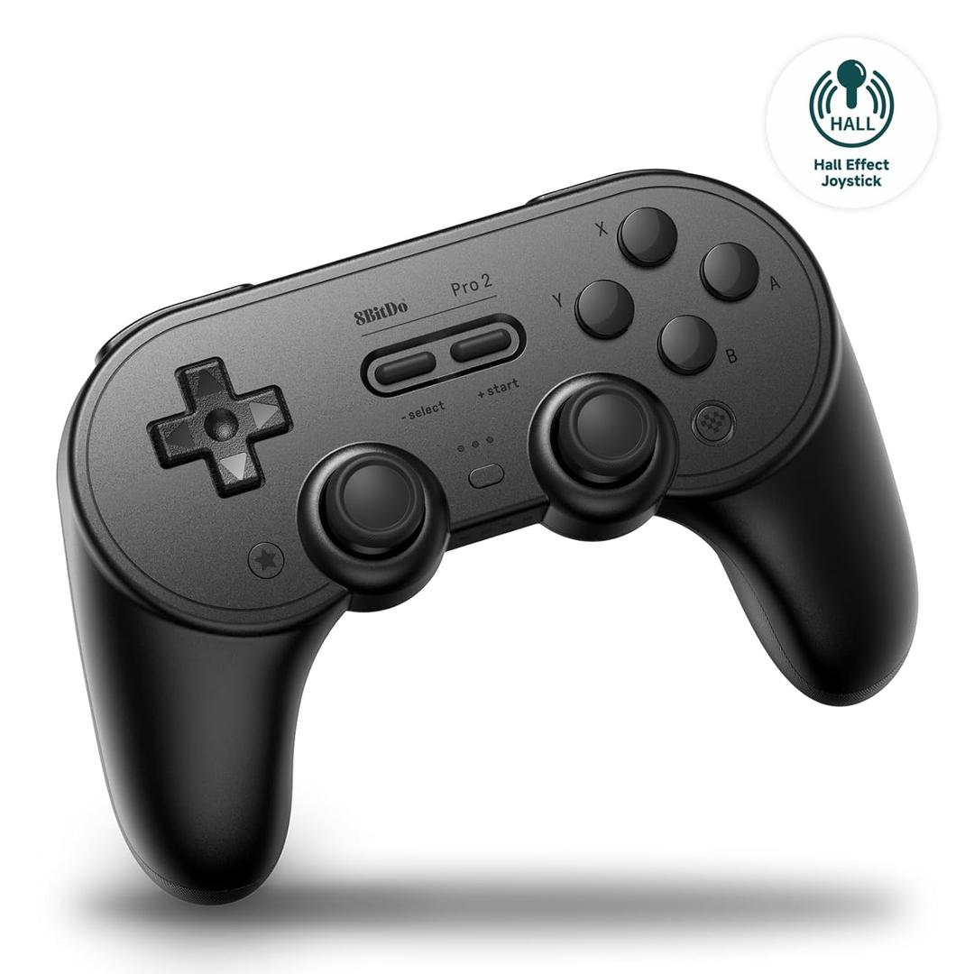 8BitDo Pro 2 Bluetooth Controller for Switch/Switch 2, Hall Effect Joysticks, 2 Pro Back Paddle Buttons, Wireless Gaming Controller for Switch, PC, Android, and Steam Deck & Apple (Black Edition)