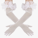 Women's Long Puff Sleeve Oversize Ruffle Cuff Sheer Gloves Tulle Mesh Gloves Wedding Opera Party Costume Gloves