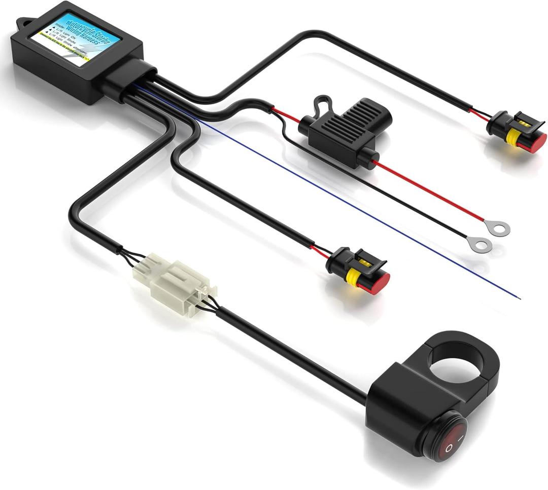 Wiring Harness Switch Kit for Motorcycle LED Light,with 3 Models:Always On/Strobe/Left and Right Flashing,by Upgrade IC Intelligent Control Motorcycle Driving Lights Switch