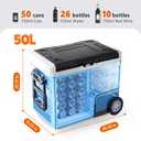 OLIXIS Portable Car Refrigerator, 53QT Dual-Zone Electric Cooler for Vehicles with Wheels & Cutting Board, -4-68 Freezer Smart Control via Bluetooth, Battery Protection, 12/24V DC & 100-240V AC