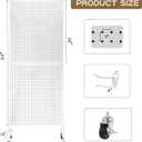 Eastern Tree Metal Pegboard Display Stand 2'x 5' with 30 Hooks, Pegboard Panels Display with Wheels, Peg Board Display Rack, Standing Pegboard Display- White