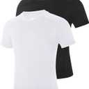 Boys Compression Shirt Short Sleeve, Youth Quick Dry Basketball Football Undershirts, Kids Athletic Sports Base Layer, M, 2 Pack: Black+white
