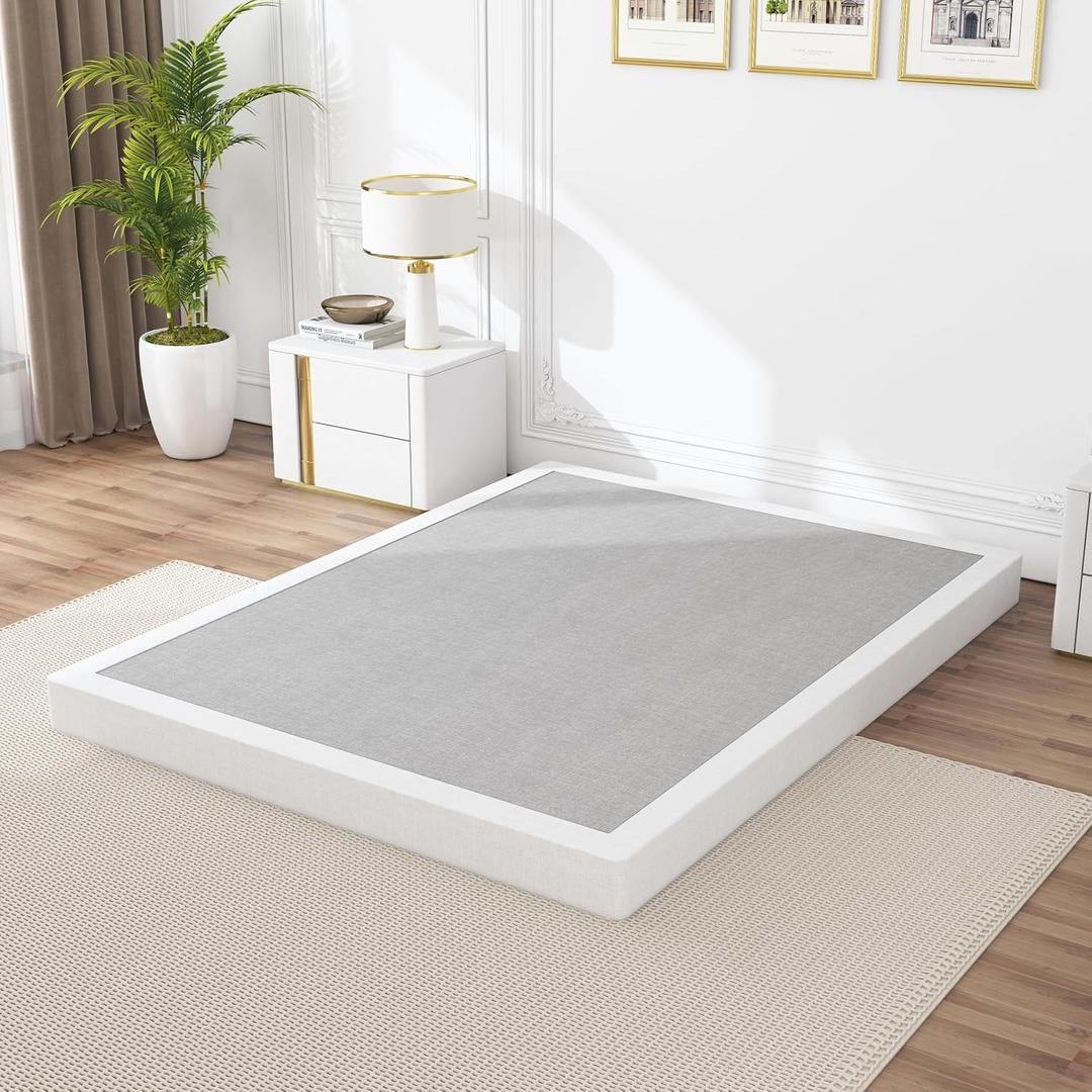 Low Profile Box Spring Full Size 4 Inch, 3000lbs Heavy Duty Full Box Spring Bed Base Metal Mattress Foundation, Easy Assembly, Noise Free